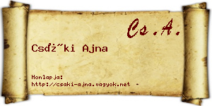 Csáki Ajna névjegykártya